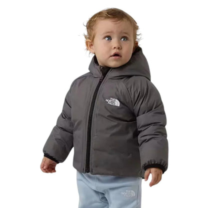 The North Face Baby Reversible Perrito Giacca Imbottita Reversibile con Cappuccio Neonato Nero Grigio TNF Black Smoked Pearl 12-24 Mesi NF0A88W3WOO1