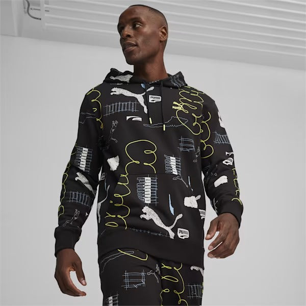 PUMA CLASSICS BRAND LOVE AOP HOODIE TR BLACK-AOP 624300-01