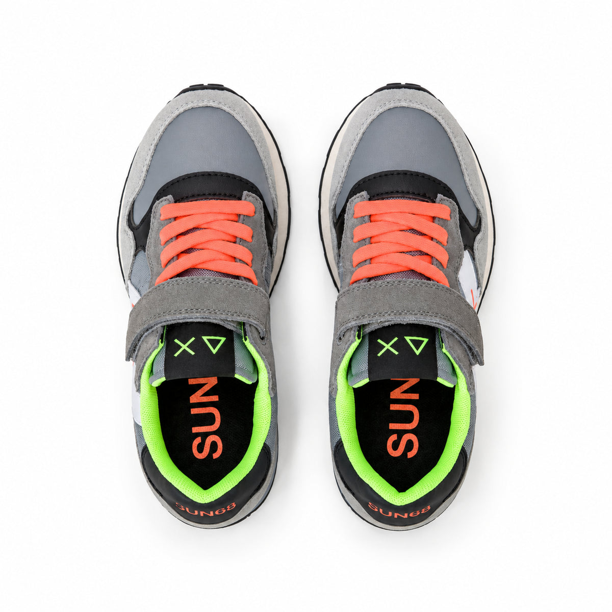 Sun68 Jaki Fluo Kid Z46323K-34 – Grigio | Scarpe sportive bambino in mesh con dettagli fluo, sneakers casual per il tempo libero e l’uso quotidiano