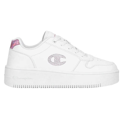 CHAMPION RD18 PLATFORM GLITTER G GS LOW CUT SHOE WHT/PINK S32872-WW010