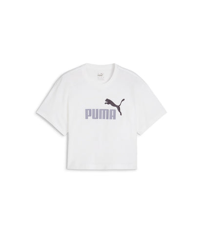 PUMA GIRLS LOGO CROPPED TEE PUMA WHITE-PALE PLUM 845346-83