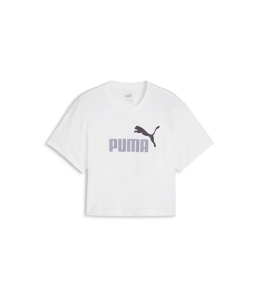 PUMA GIRLS LOGO CROPPED TEE PUMA WHITE-PALE PLUM 845346-83