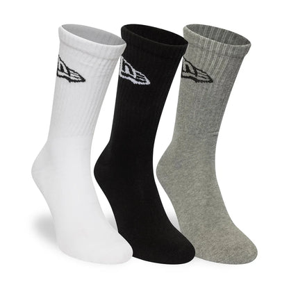 New Era Flag Calzini Unisex Confezione 3 Paia in Cotone Bianco Nero Grigio Multi 35-46 60684233