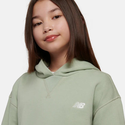 New Balance French Terry Small Logo Hoodie LAKG0056-SRV | Bambina | Silver Moss