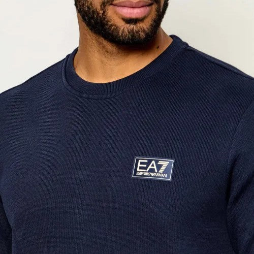 EA7 Felpa Uomo Girocollo in Cotone Blu - 7M002231-UB102 – foto 5