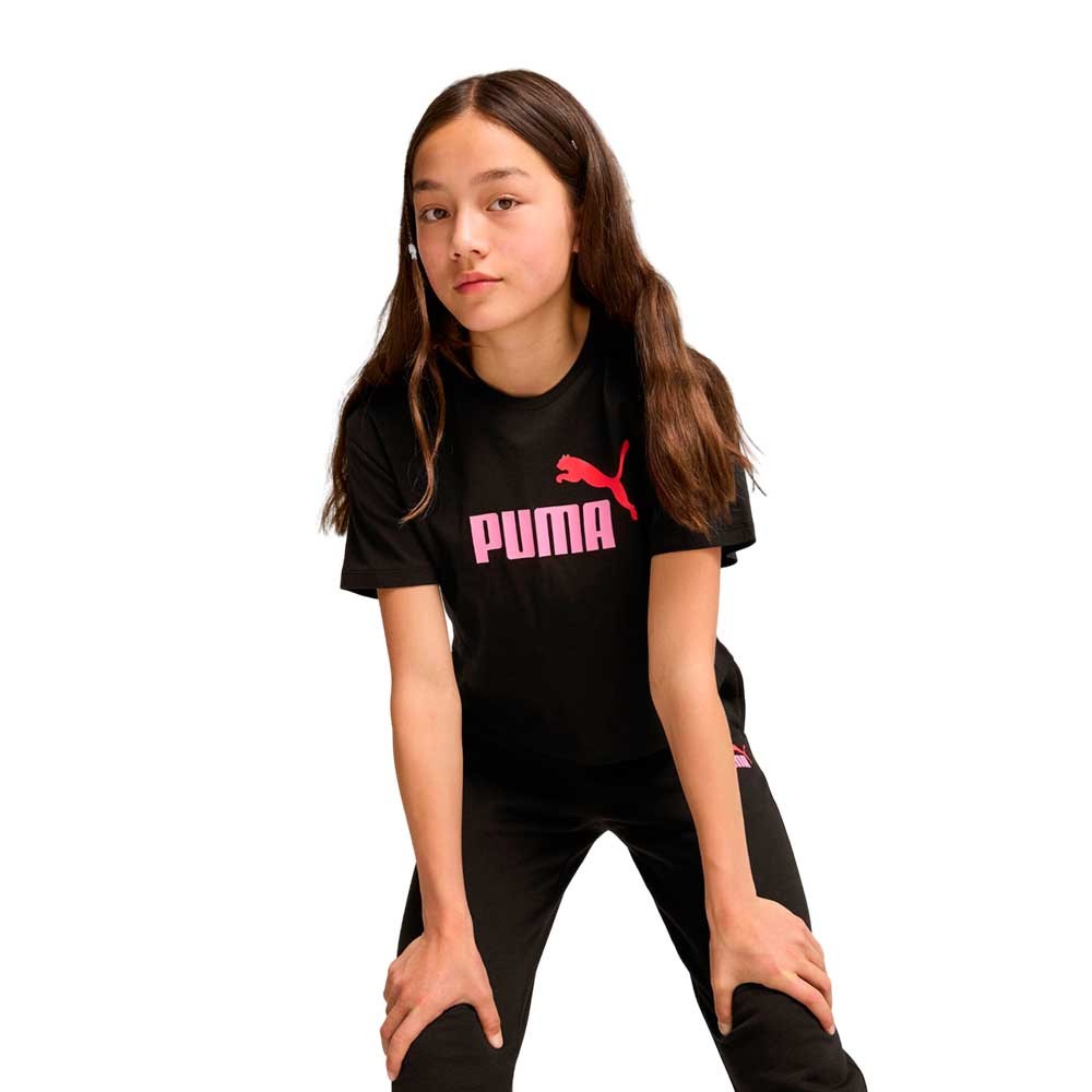 PUMA GIRLS LOGO CROPPED TEE PUMA BLACK-MAUVED OUT 845346-61