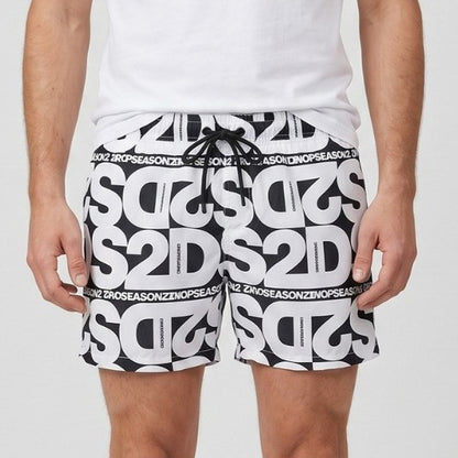 DS2 Costume Mare SS26B04 | Boxer da Mare Uomo | Bianco/Nero