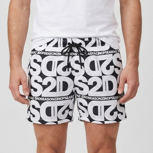 DS2 Costume Mare SS26B04 | Boxer da Mare Uomo | Bianco/Nero