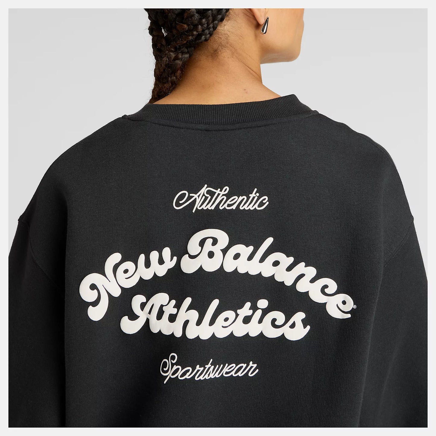 NEW BALANCE NEW LINEAR HERITAGE FLEECE CREW - BLACK WT53516BK