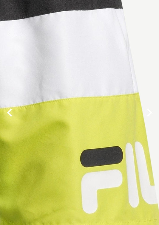 FILA SIMBABWE BLOCKED BEACH SHORTS BLACK-BRIGHT WHITE-EVENING PRIMROSE FAM0689-83373