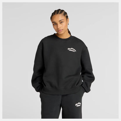 NEW BALANCE NEW LINEAR HERITAGE FLEECE CREW - BLACK WT53516BK