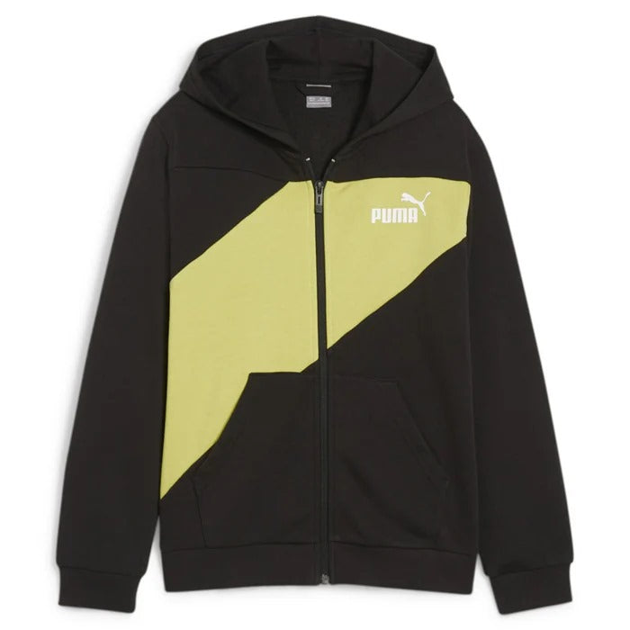 PUMA POWER COLORBLOCK FULL-ZIP HOODIE TR B LIME SHEEN 679251-38