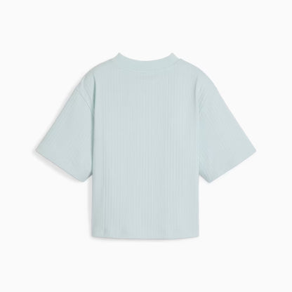 PUMA CLASSICS RIBBED RELAXED MOCK NECK TEE TURQUOISE SURF 624263-22
