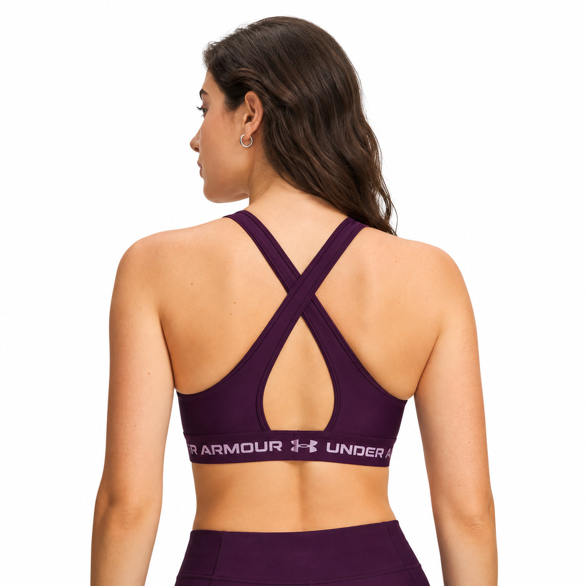 Under Armour Crossback Mid Bra – Reggiseno sportivo donna viola in tessuto tecnico traspirante – 1361034-526