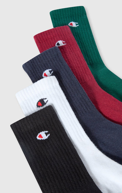 CHAMPION 5PK CREW SOCKS WHT/NNY/NBK/FPG/DIN U30080-WW007