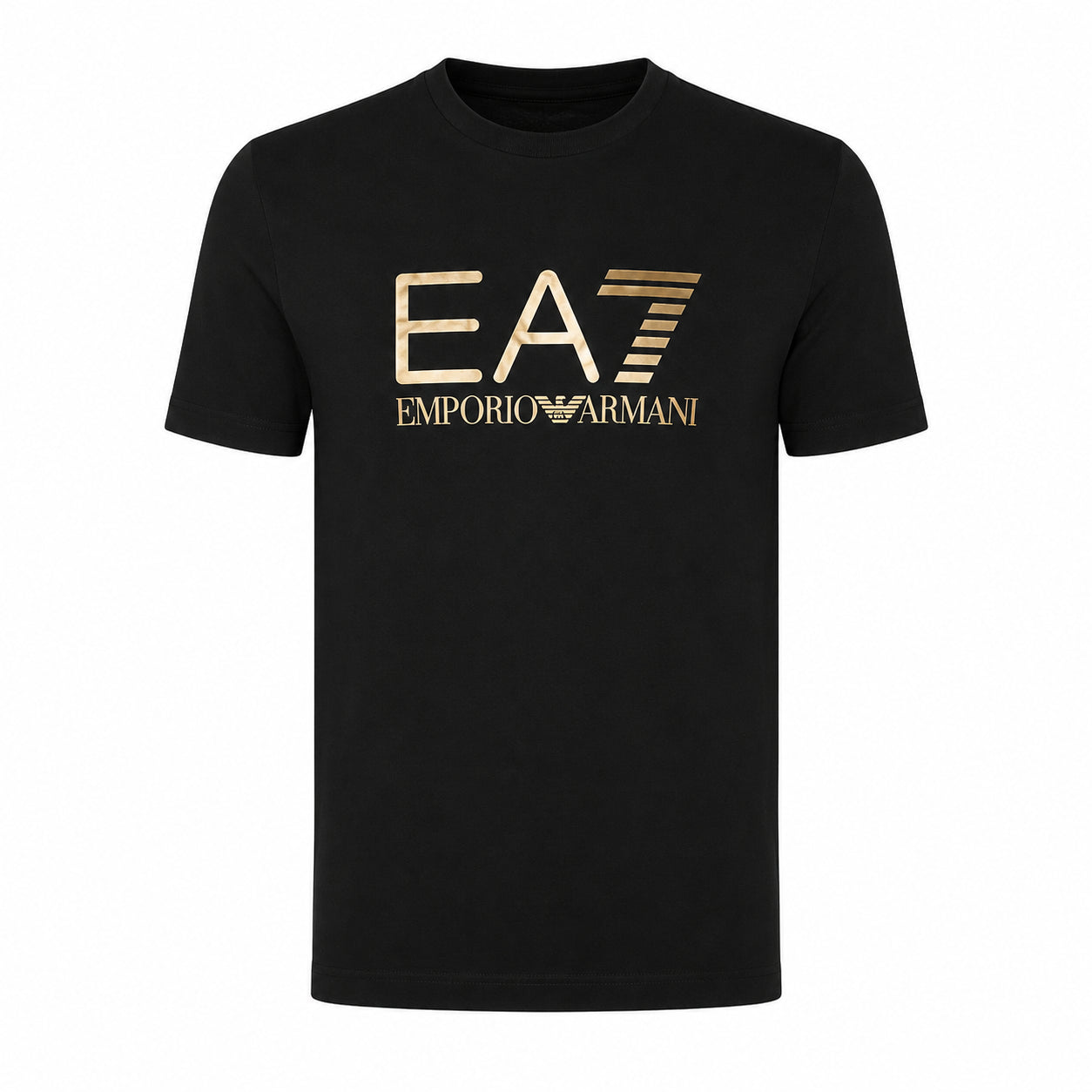 EA7 Maglietta nera a maniche corte con girocollo, dal design semplice e versatile, ideale per un abbigliamento quotidiano comodo e pratico. 7M001412-MC004