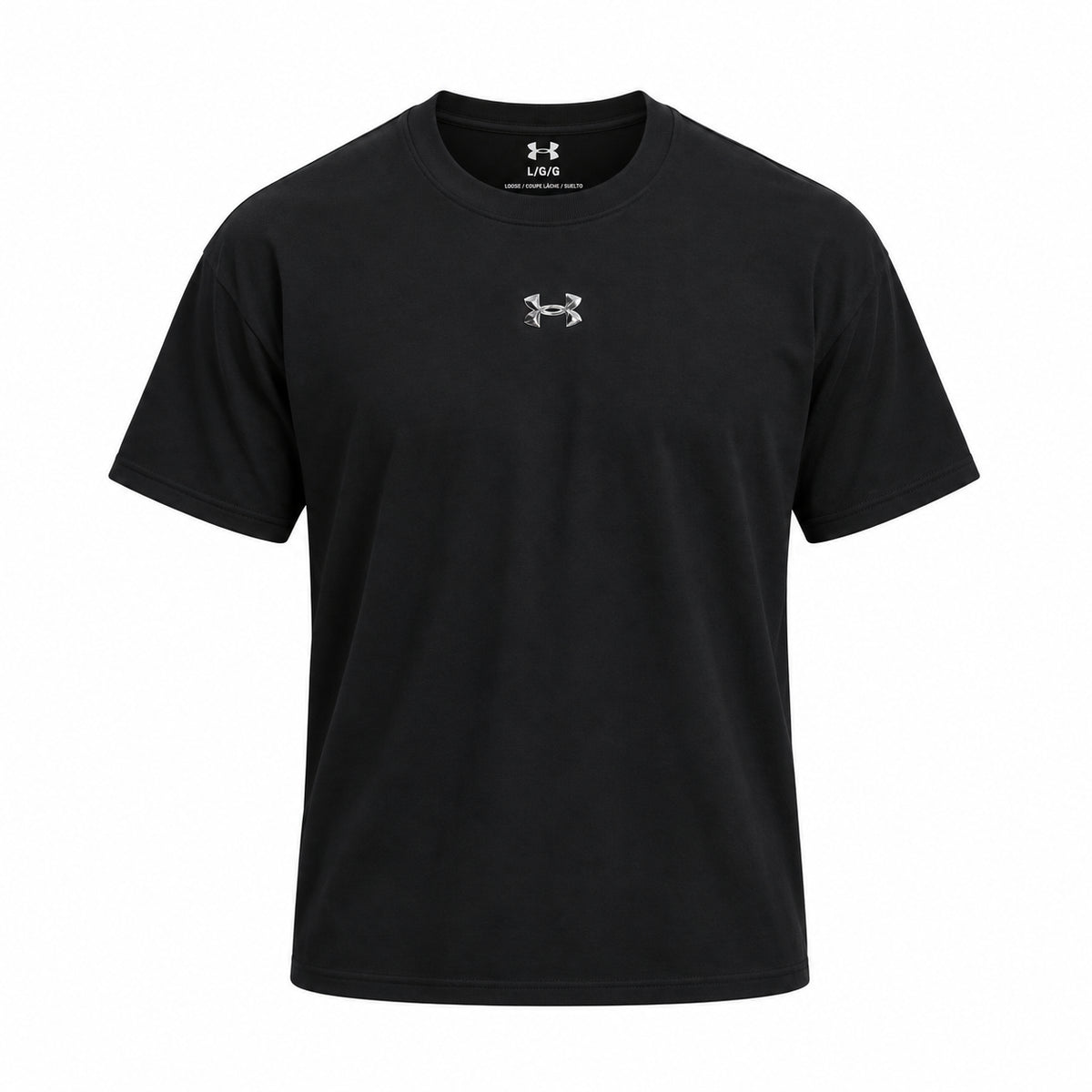 Under Armour UA M HWT Metal Logo SS 6013618-008 2000001081853 – T-Shirt Uomo Nera a Manica Corta in Tessuto Tecnico Traspirante per Sport, Allenamento e Tempo Libero