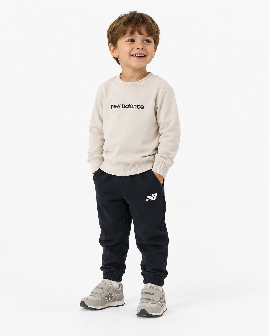 New Balance Linear Crew & FT Small Logo Jogger Set LAKG0497I-LIN | Completo Neonato/a | Linen