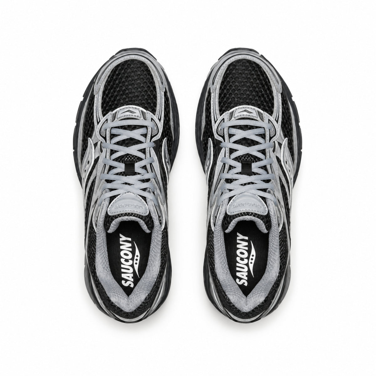 Saucony ProGrid Omni 9 Sneakers Unisex Scarpe Retro Running Uomo Donna Mesh ed Ecopelle Ammortizzazione ProGrid Nero Argento 36-46 S70739-13