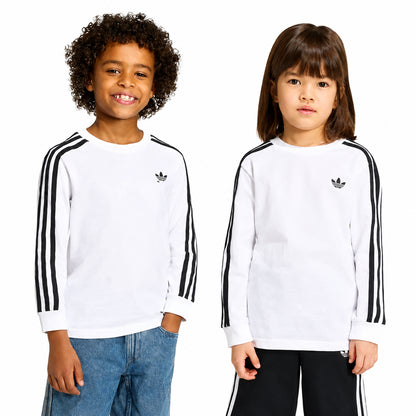 T-Shirt Adidas 3 Stripe Manica Lunga Bambino Bianca HZ6602