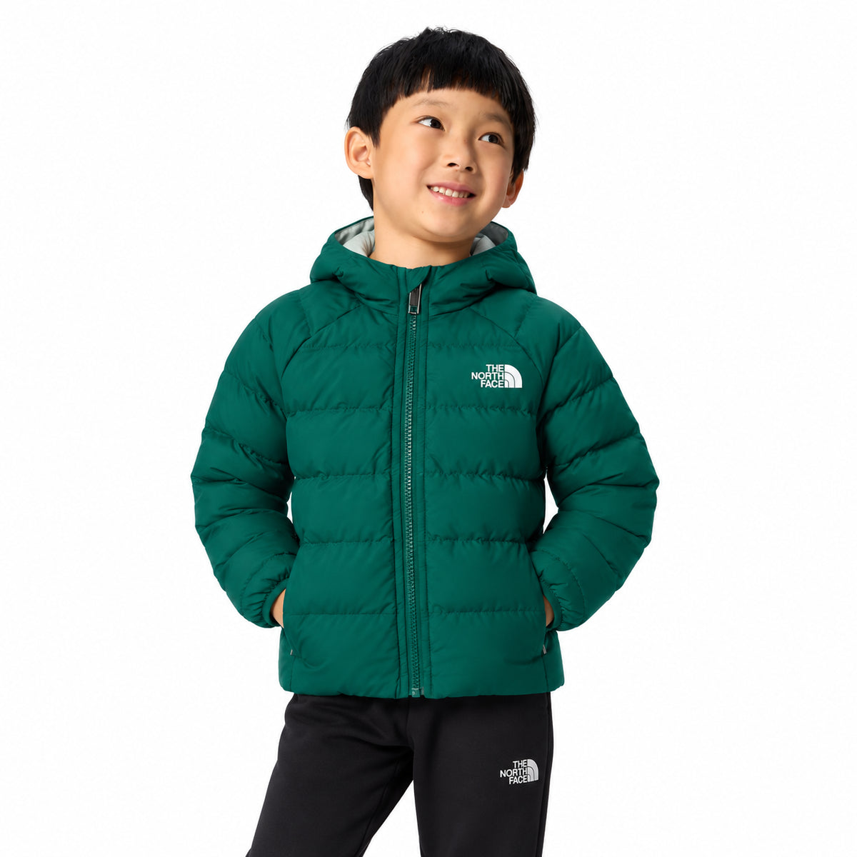 The North Face Kids Reversible Perrito Giacca Imbottita Reversibile con Cappuccio Bambino Unisex Verde Pacific Teal Taglie 3-7 Anni NF0A88VJN4J1