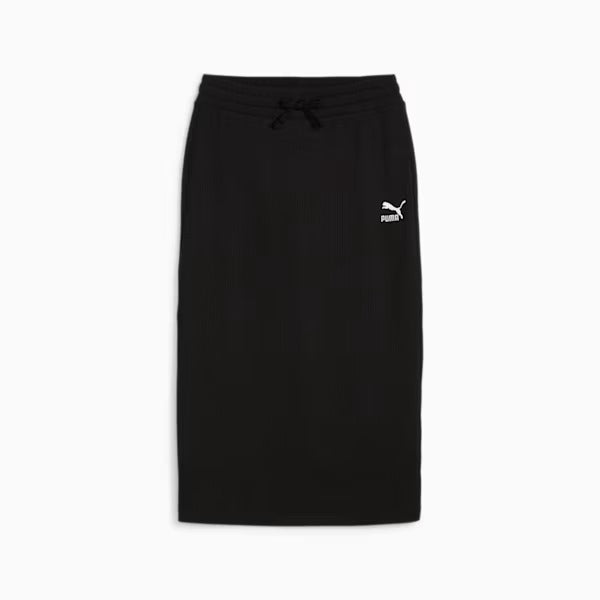 PUMA CLASSICS RIBBED MIDI SKIRT BLACK 624265-01
