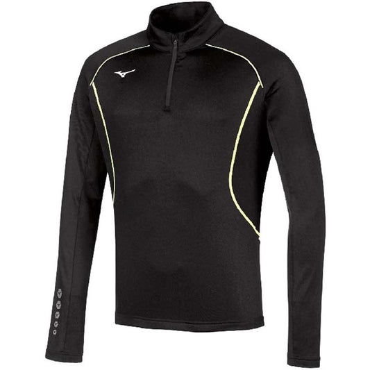 Mizuno MEN PREMIUM WARMTOP felpa 1/2 zip running uomo nero/giallo fluo U2EC700109