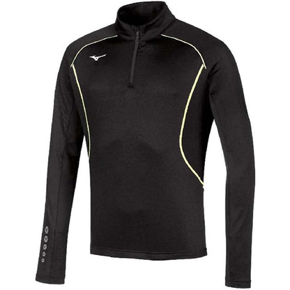 Mizuno MEN PREMIUM WARMTOP felpa 1/2 zip running uomo nero/giallo fluo U2EC700109