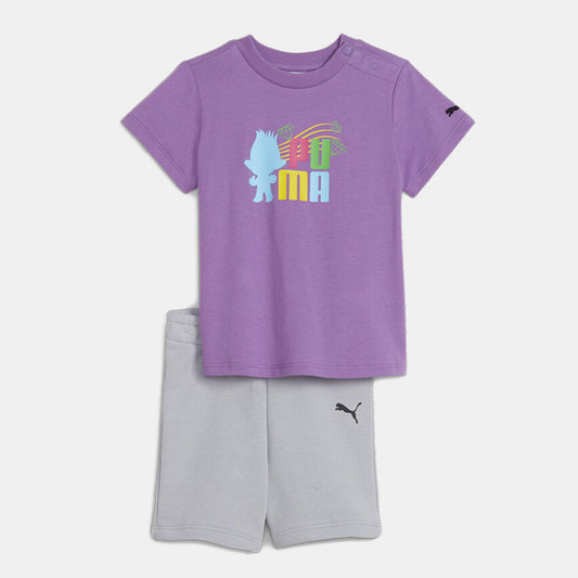 PUMA X TROLLS MINICATS TEE & SHORTS SET GRAY FOG 624839-63