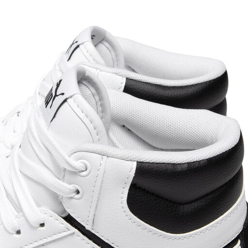 380748-01 Puma Shuffle Mid White- White- Black- Team Gold