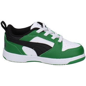 393835-05 Puma Rebound V6 Lo AC Inf White- Black-Archive Green