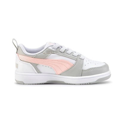 396742-07 Puma Rebound V6 Lo AC PS White-Frosty Pink-Ash Gray