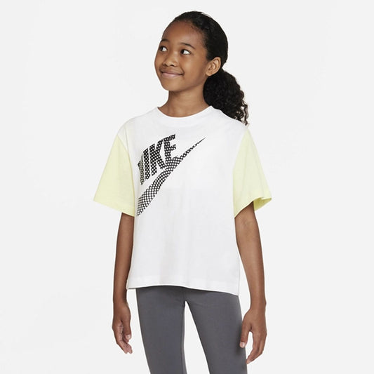 G NSW TEE ESSNTL BOXY TEE DNC WHITE/LUMINOUS GREEN DZ4621-100
