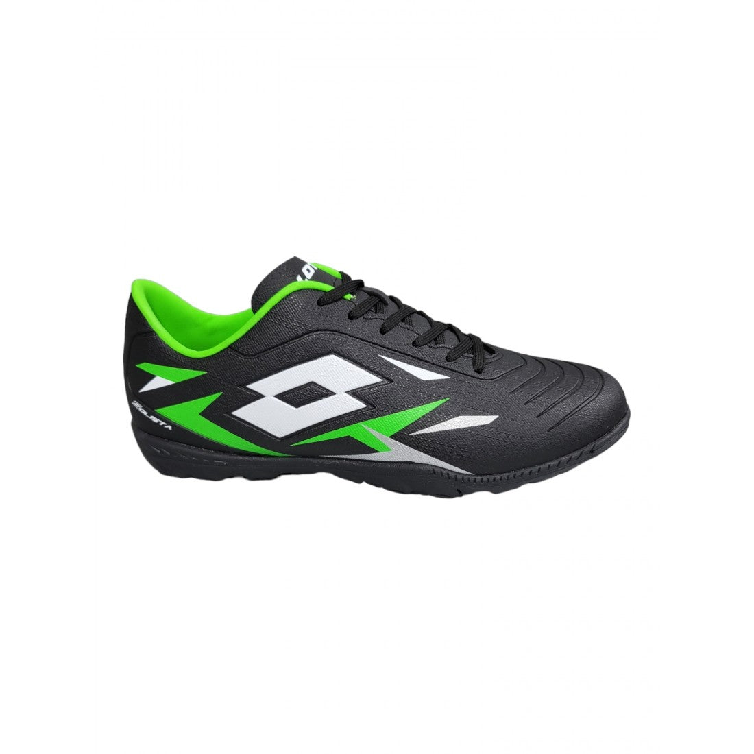 Lotto SOLISTA 700 VI TF all black/all white/spring green scarpe calcetto uomo nero/verde/bianco 218134-1I3