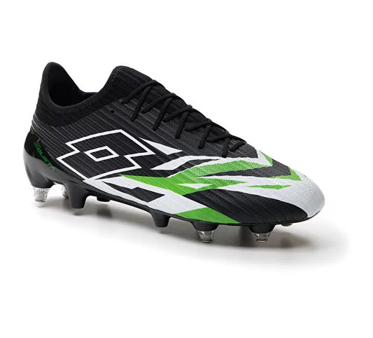 Lotto SOLISTA 200 VI SGX ALL BLACK/ALL WHITE/SPRING GREEN
scarpe calcio tacchetto misto uomo nero/verde/bianco 218131-1I3
