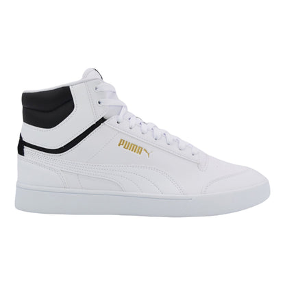 380748-01 Puma Shuffle Mid White- White- Black- Team Gold