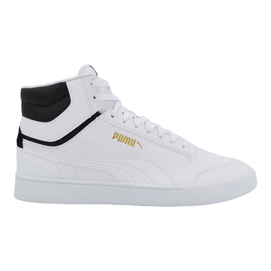 380748-01 Puma Shuffle Mid White- White- Black- Team Gold