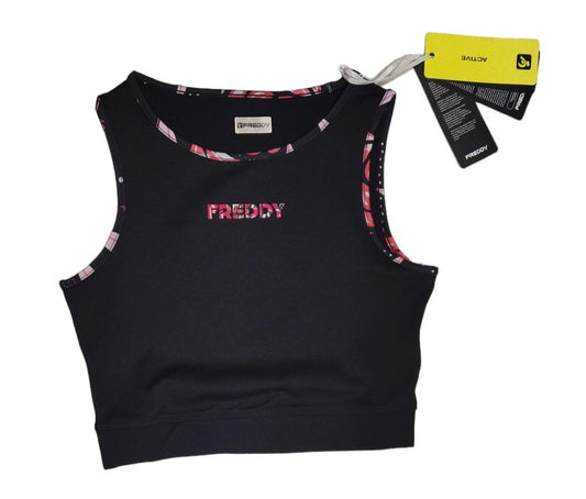 S4WSFB4-NFLO69 FRE TOP BLACK-ALLOVER TROPICAL PINK