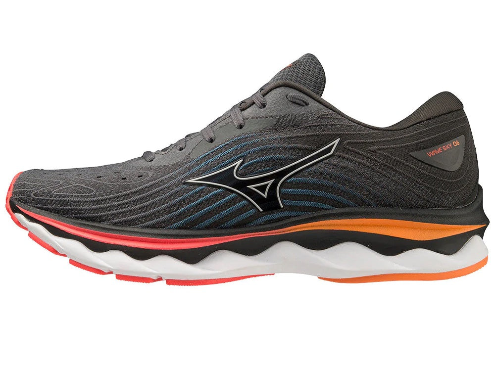 Mizuno WAVE SKY 6 scarpe running corsa uomo grigio scuro/rosso/arancio J1GC220251