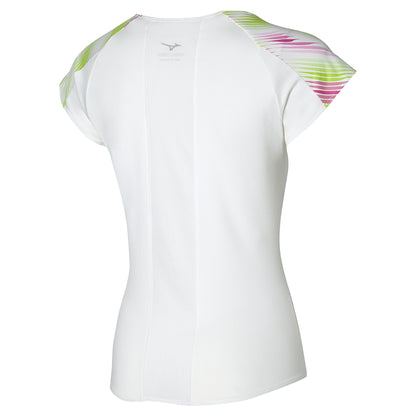 MIZUNO TENNIS PRINTED TEE W WHITE/FUCHSIA 62GAA20198