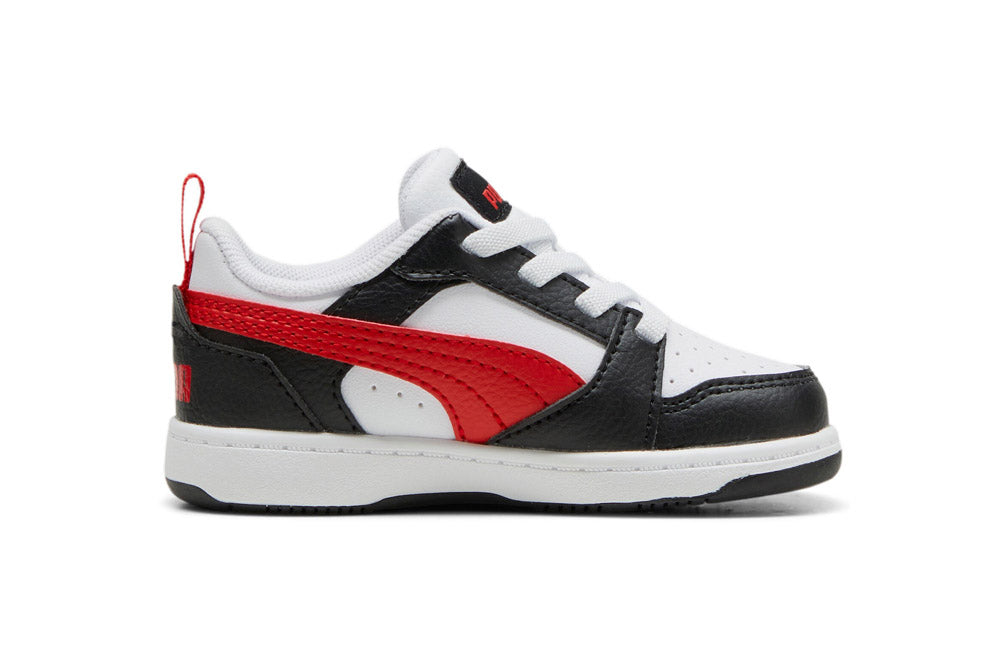 393835-04 Puma Rebound V6 Lo AC Inf White-For All Time Red- Black