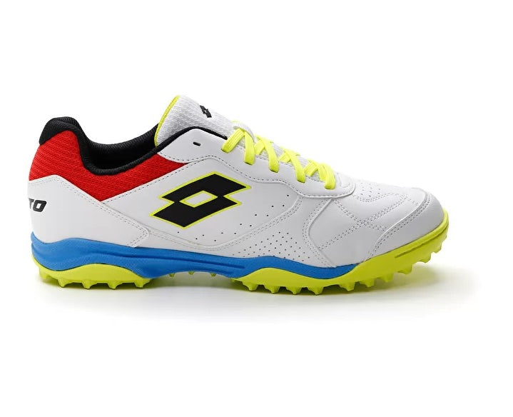 Lotto TACTO 300 VII TF ALL WHITE/ALL BLACK/SAFETY YELLOW scarpe calcetto uomo bianco/giallo/rosso 218147-267