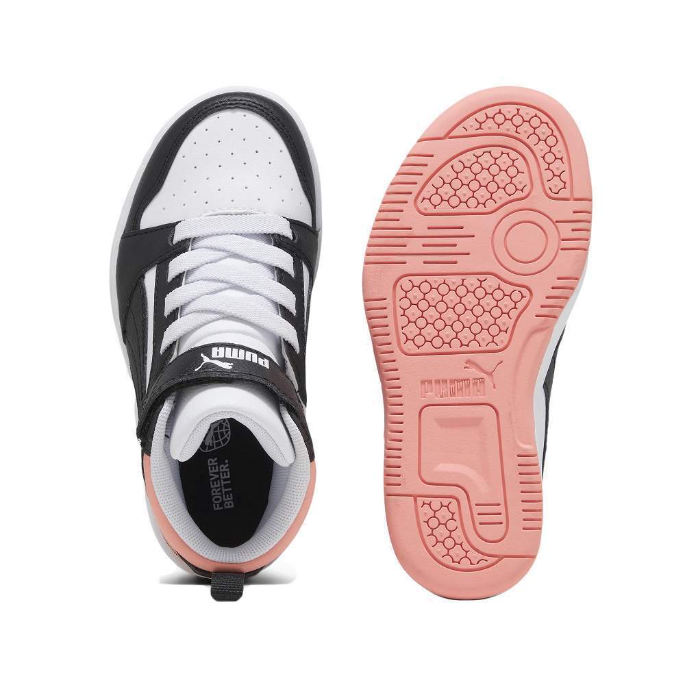 393832-07 Puma Rebound V6 Mid AC+ PS White- Black-Poppy Pink