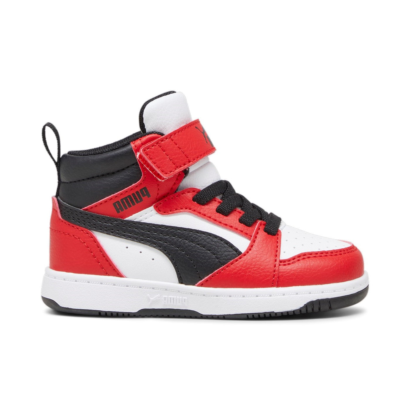 396542-03 Puma Rebound V6 Mid AC+ Inf White- Black-For All Time Red