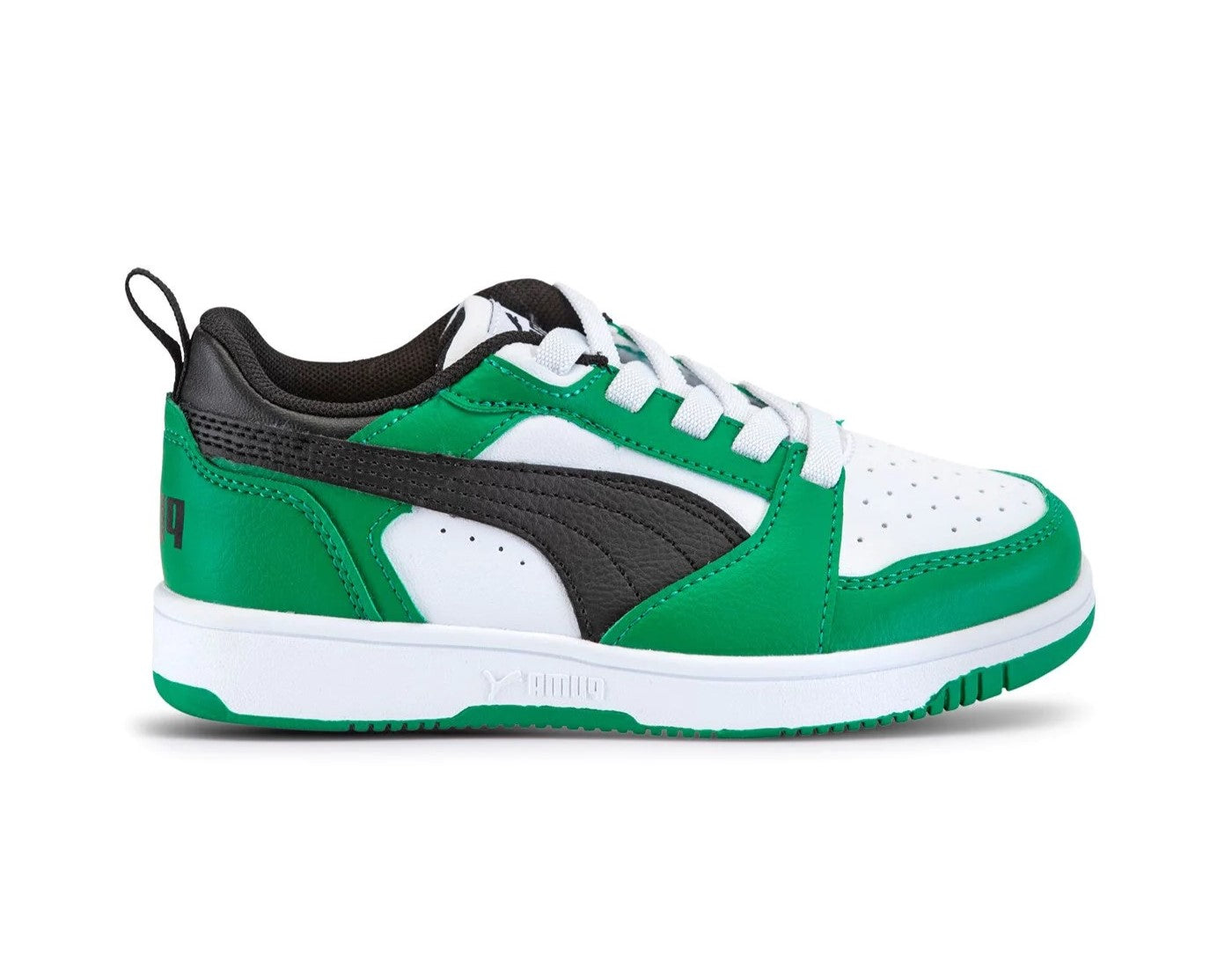 396742-05 Puma Rebound V6 Lo AC PS White- Black-Archive Green