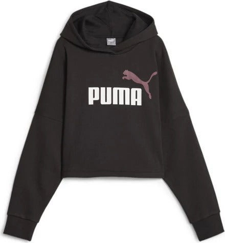 671134-74 ESS Logo Cropped Hoodie G Black-Peach Smoothie