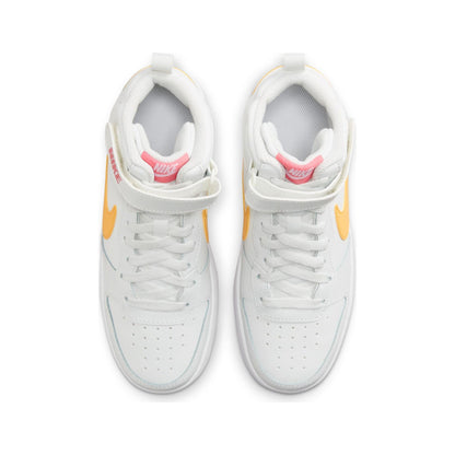 CD7782-112 Nike Court Borough Mid 2 SUMMIT WHITE/TOPAZ GOLD-CORAL CHALK