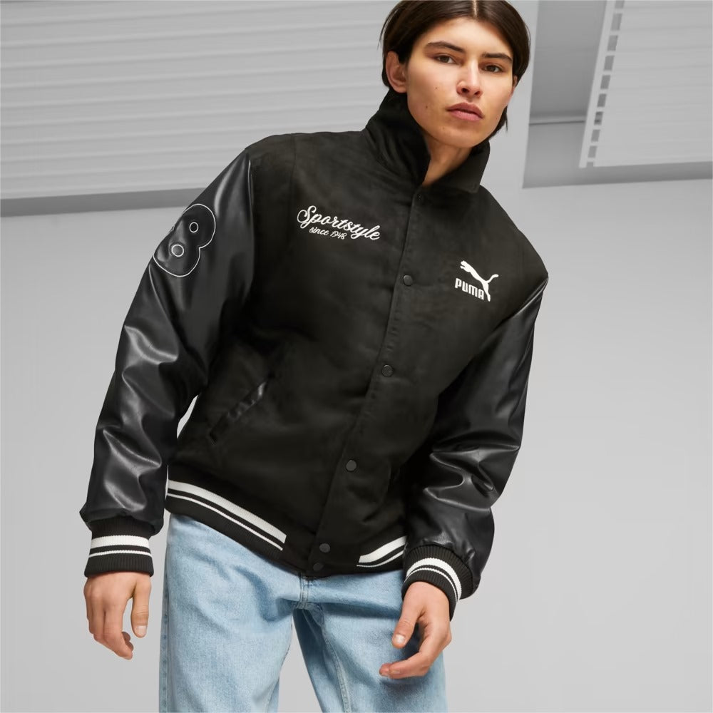 621788-01 PUMA TEAM Varsity Jacket Black
