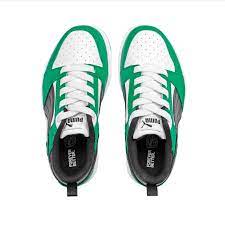 396742-05 Puma Rebound V6 Lo AC PS White- Black-Archive Green