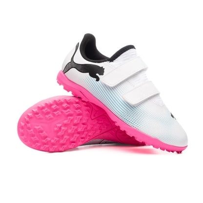 PUMA FUTURE 7 PLAY TT V JR WHITE-BLACK-POISON PINK 107740-01